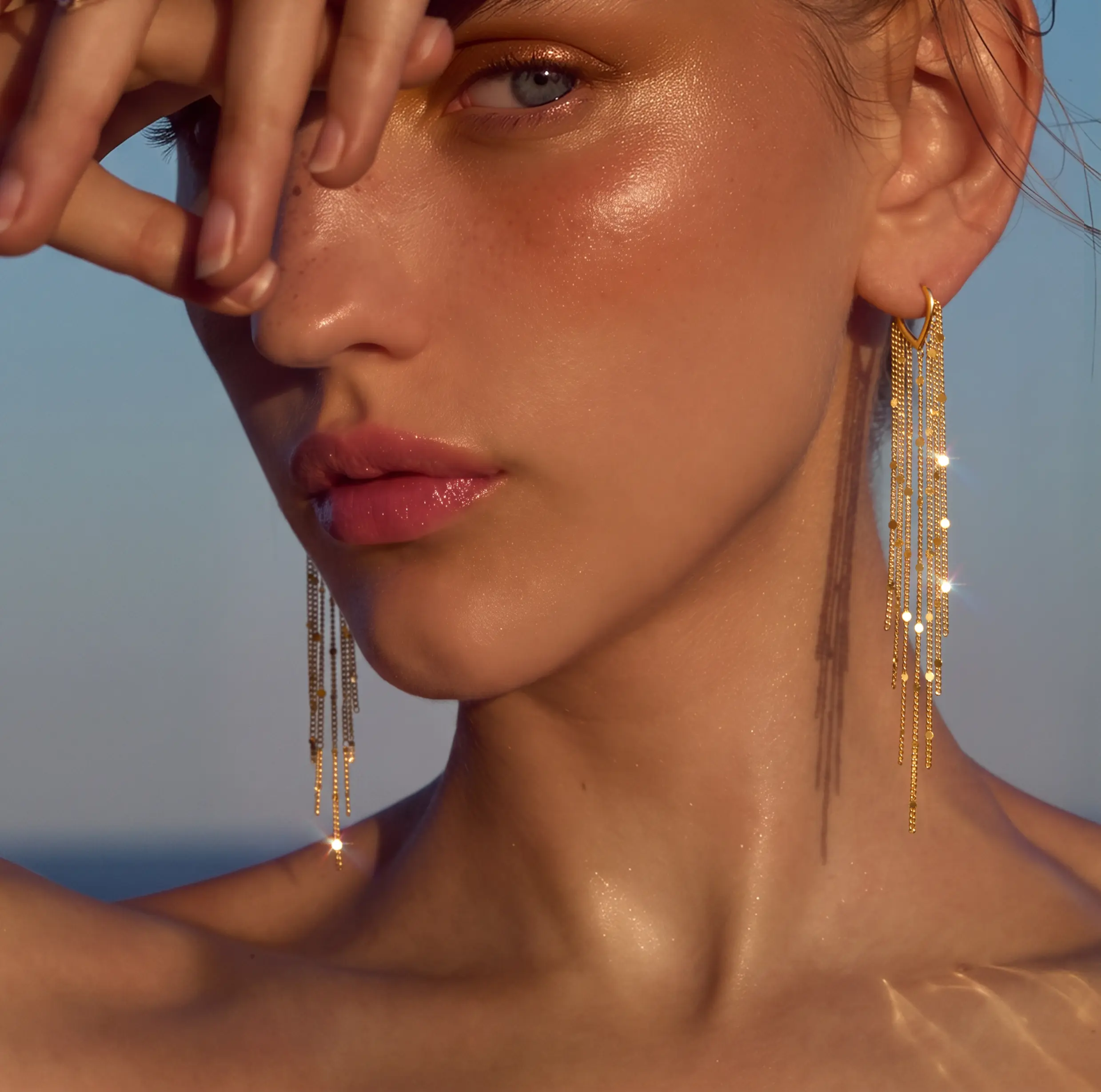 Tewiky 14K Gold Plated Long Tassel Earrings for Women,Chain Tassel Threader Earrings Trend Dangling,Trendy Hypoallergenic Bride Party Prom Jewelry and Women Gifts For Mother's Day gifts