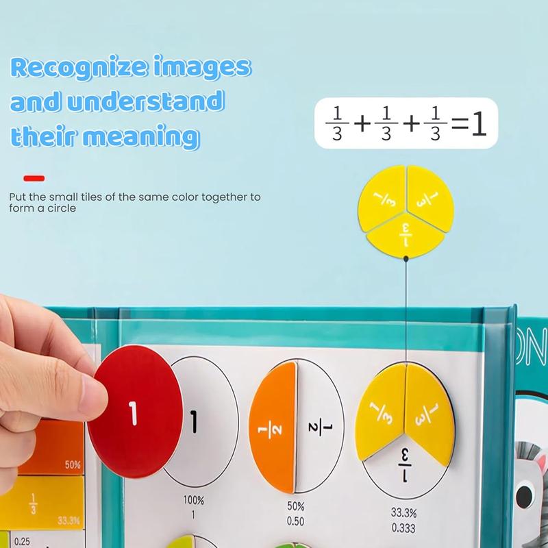 New Magnetic Fraction Playbook 2026 Upgraded Version Refrigerator Magnet for Elementary School Students K-3 Educational Tool with 40 Activities and Strong Magnets