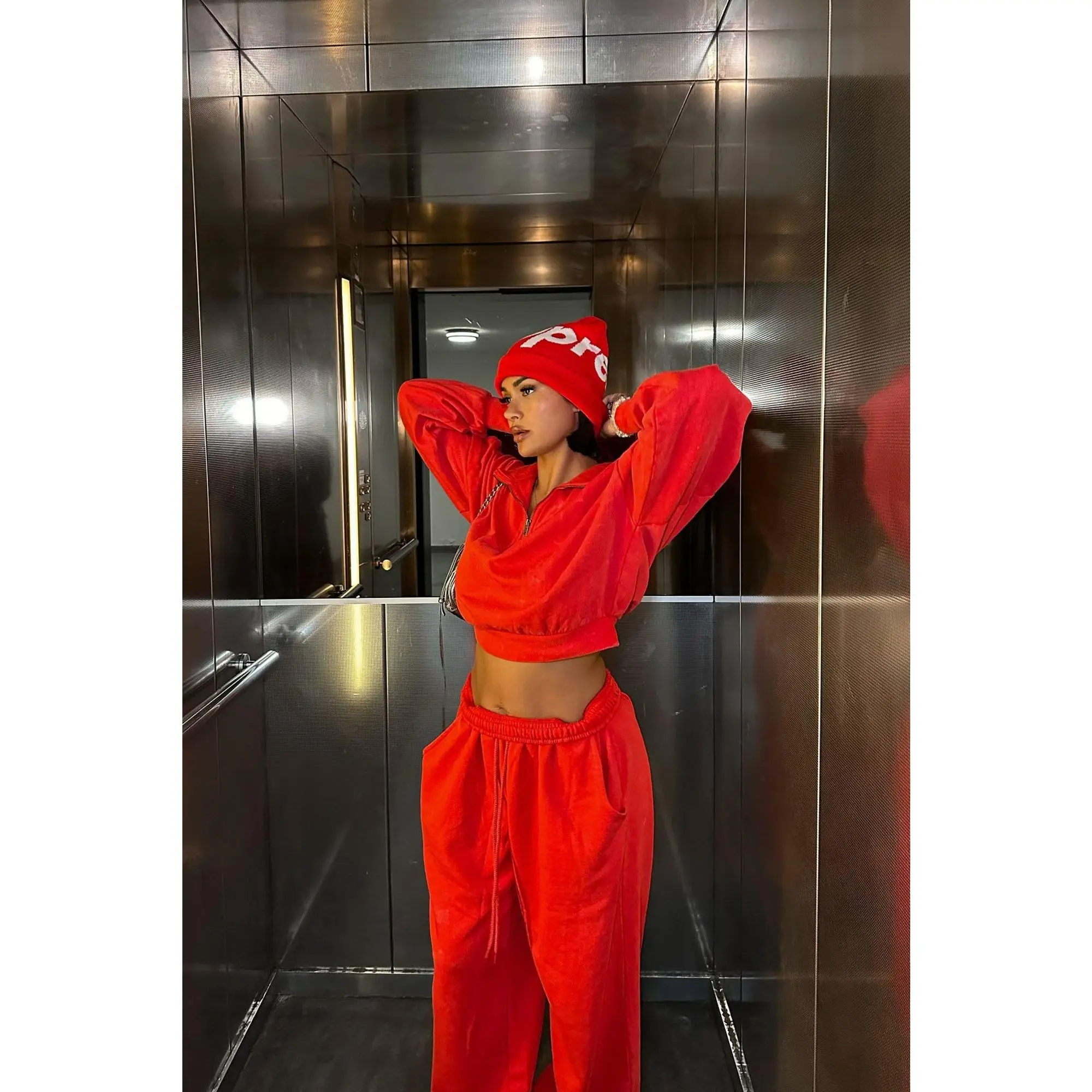 Rested Lounge Wide Leg Jogger - Red