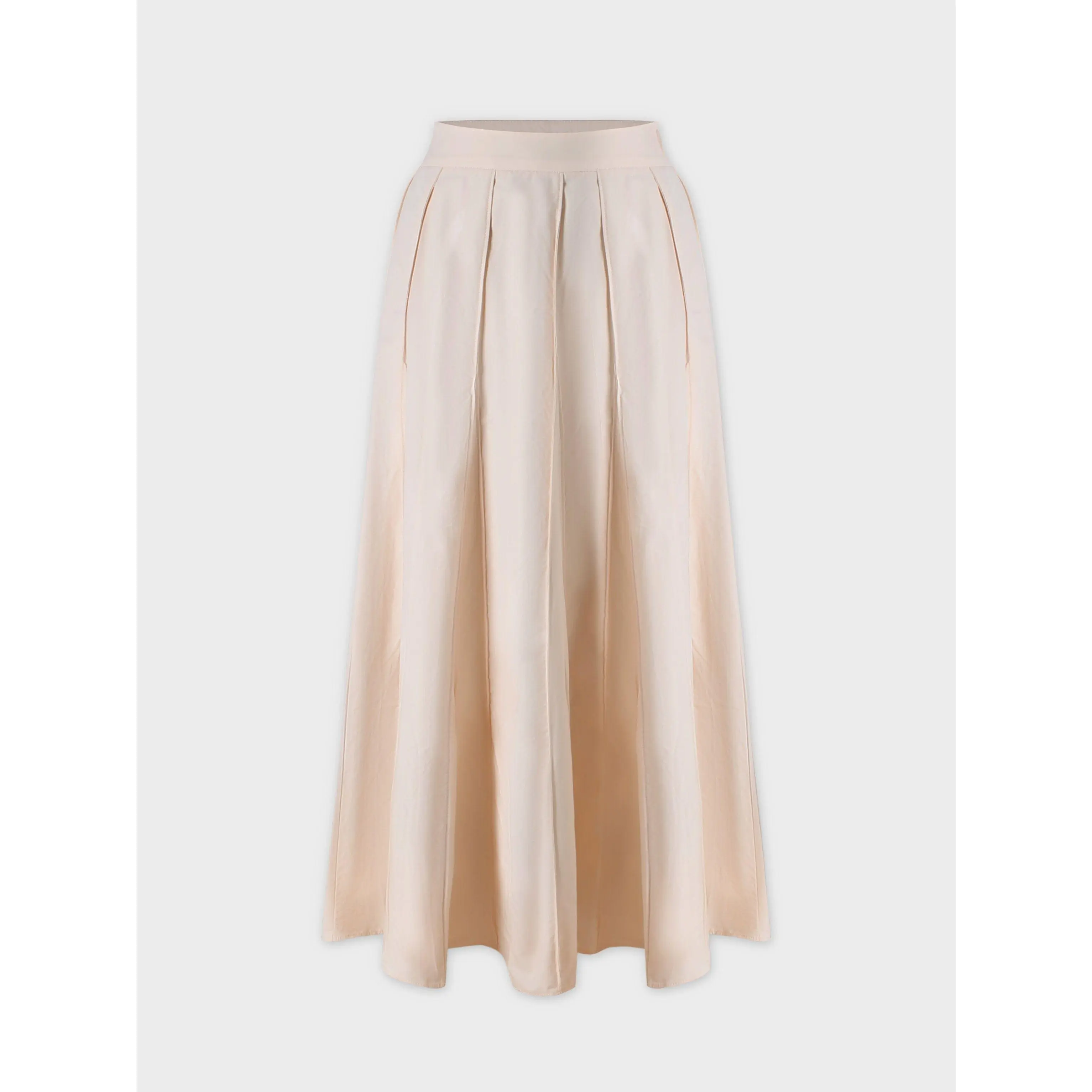 Cotton Pleated Skirt-Cream