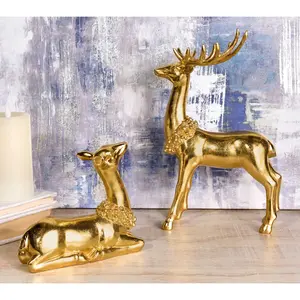 2-Piece Deer with Pinecone & Leaf Garland by Valerie