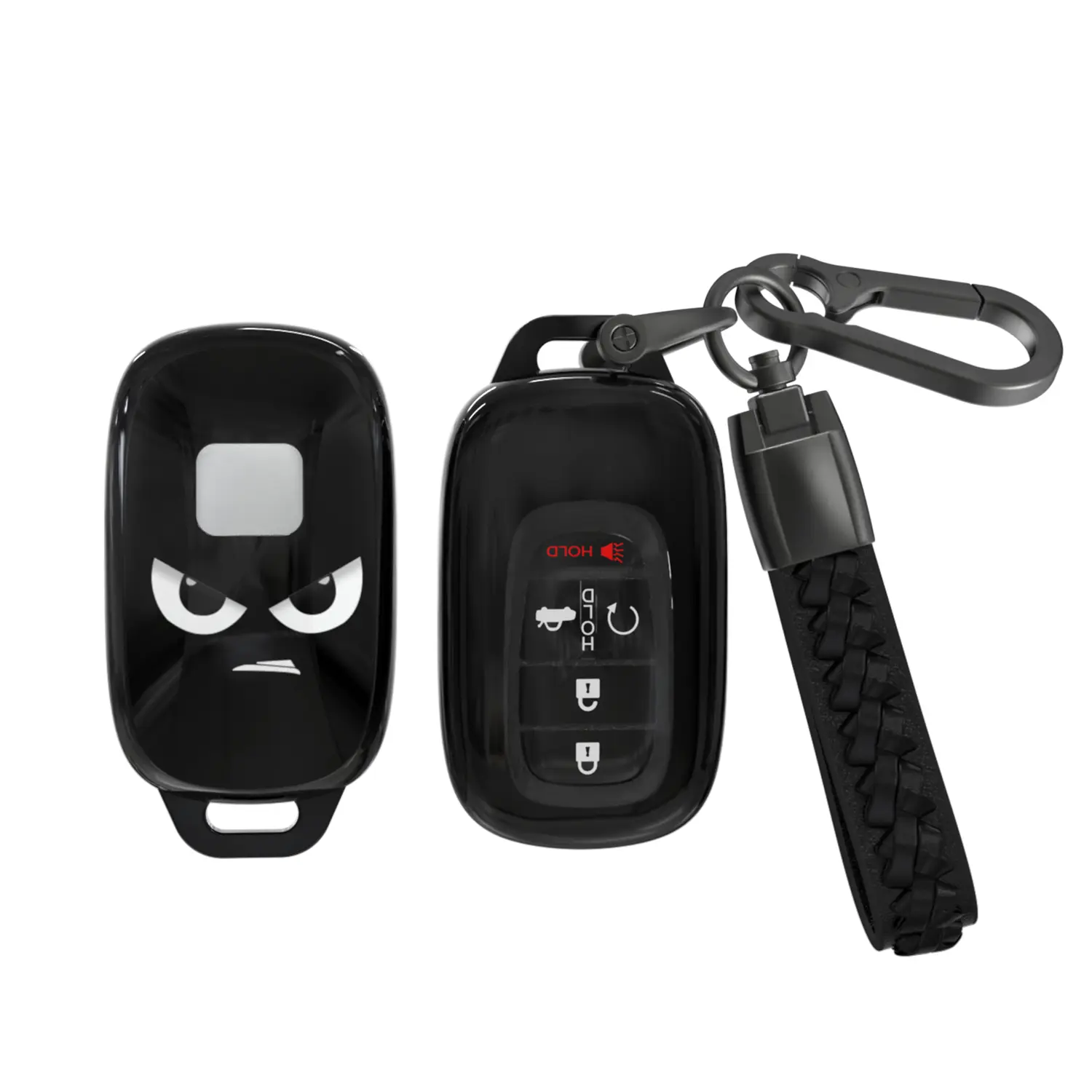 ACEBOY Car Key Cover - Smart Key Case with Soft TPU Grip, Leather Strap Keychain & Button Protection, Auto Interior Accessory for Honda & Acura Models (Black, 2/5 Buttons) with Manufacturer Warranty