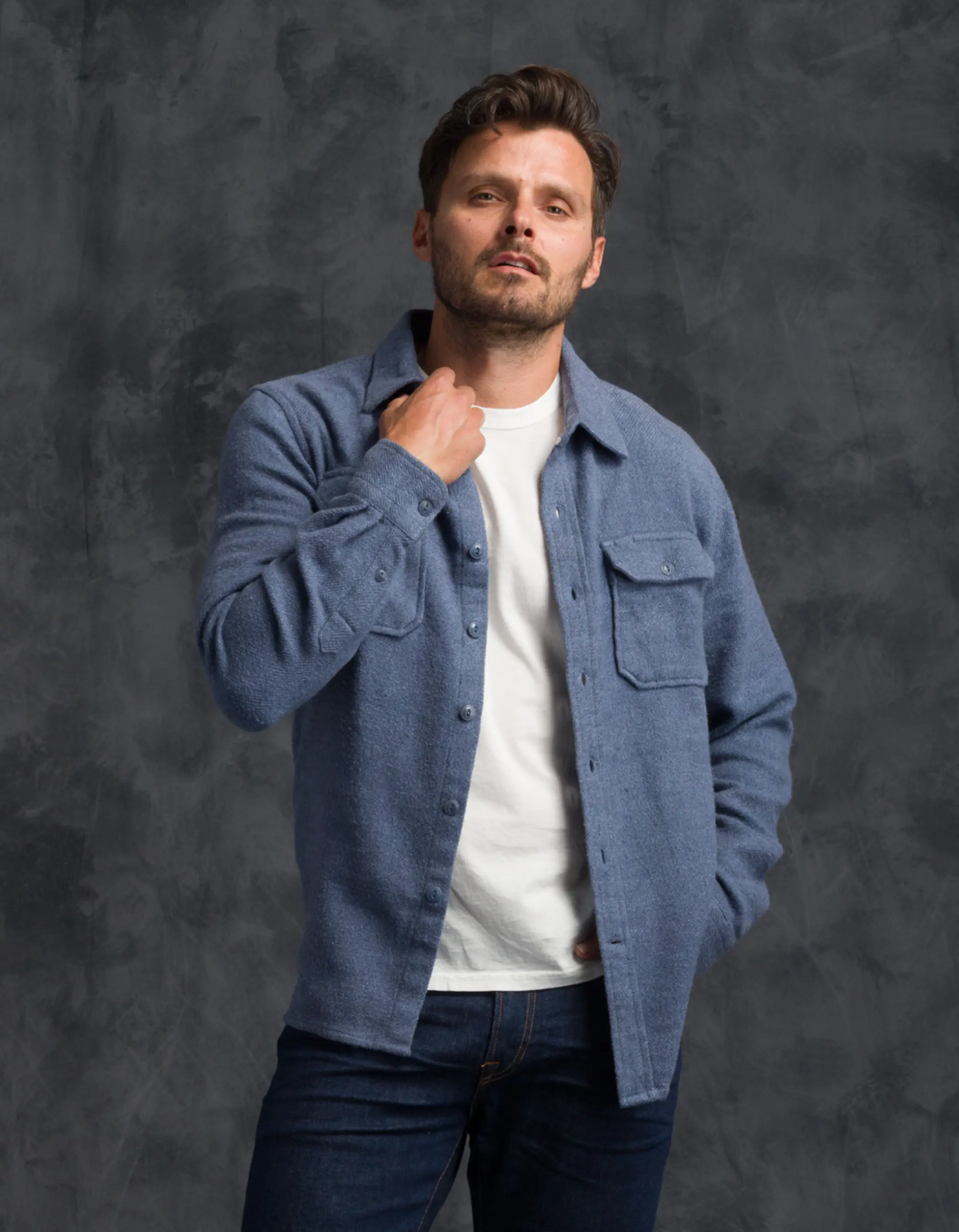 Winter Flannel - Utility Shirt - Slate Blue