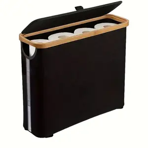Foldable Bathroom Paper Holder with Lid and Handle, Large Capacity Design, Stores 12 Jumbo or 16 Standard Rolls of Toilet Paper