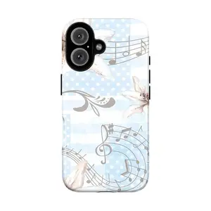 Soft Girl Butterfly Aesthetic Phone Case – Vintage Floral & Music Notes Pastel Cottagecore Tough Cover for iPhone 11–17, Waterproof Protective Design, Perfect Gift for Her