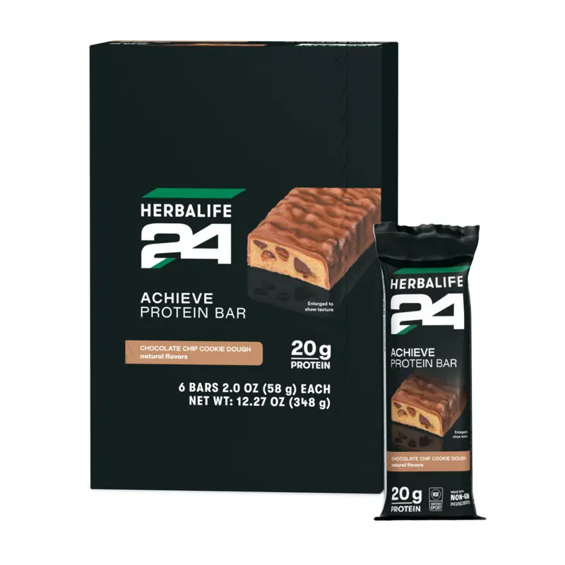 Herbalife24 Achieve Protein Bar Chocolate Cookie Dough 6 Bars, High Protein Snack Bars, Individually Wrapped, Chocolate Cookie Dough Flavor, Convenient On-the-Go Snack, Active Lifestyle Nutrition, 6 Count
