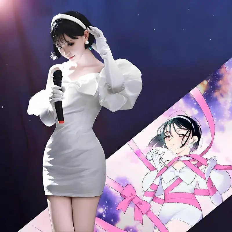 Sua Cosplay Clothing Anime Alien Stage Cosplay Costume White Dress Full Short Black Hair Sua COS Clothing Wig Role Play Outfits
