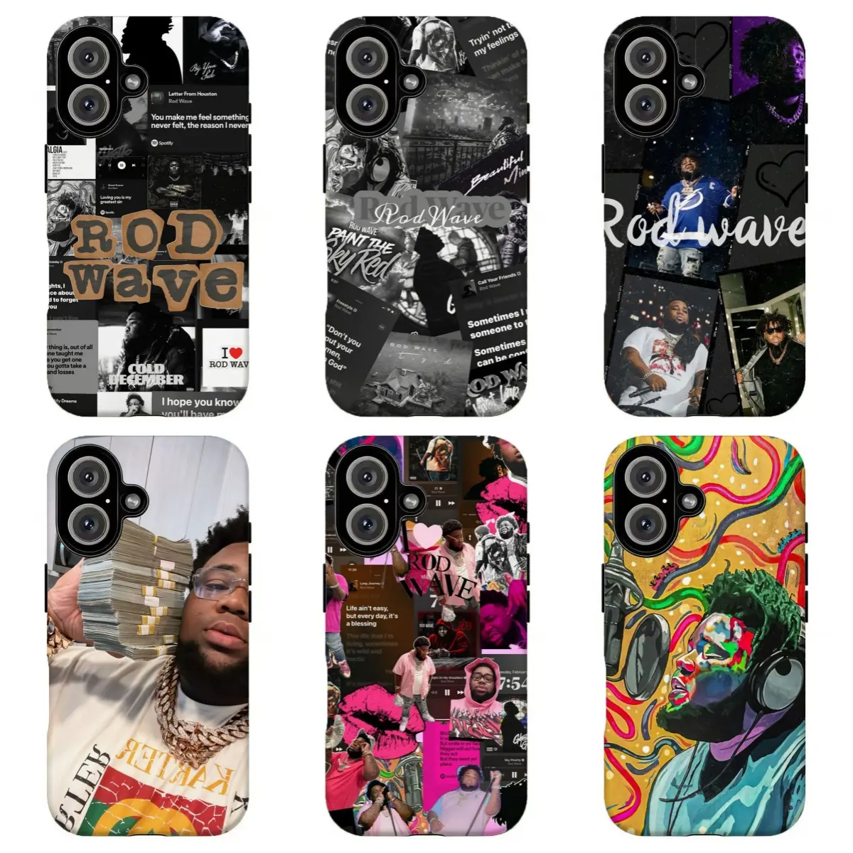R0d Wave Collage Phone Case|Bold Streetwear Collage & Lyrics Protective Cover For iPhone 17 Pro Max 16 15 14 13 12 11 for Samsung S21 S22 S23 S24 S25 S26 Phone Case|Tough Phone Case|gift for him for her|Best Gift