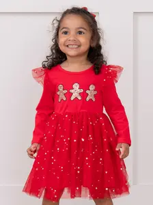 Gingerbread Sparkle Embroidered Tulle Dress