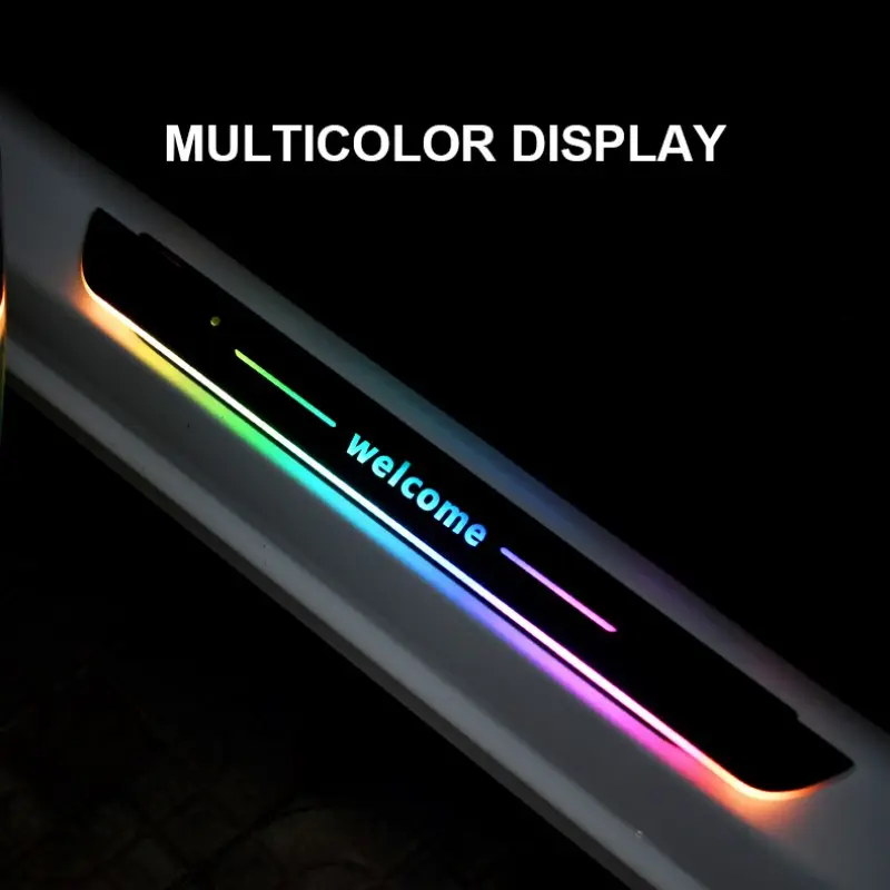 FCCEMC 4PCS LED Car Welcome Door Sill Lights – RGB, Sensor Activated, USB Charging，Multi-Color Car Door Sill Light Set Adjustable Brightness, Car Atmosphere Lights
