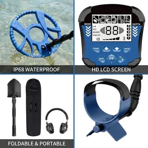 Metal Detector for Adults Waterproof-Professional Higher Accuracy Gold Detector with LCD Display,5 Mode,Advanced DSP Chip 12" Coil(Blue) Home