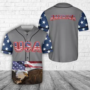 Vintage America Eagle Jersey – USA Flag Baseball Shirt for Independence Day & Game Day