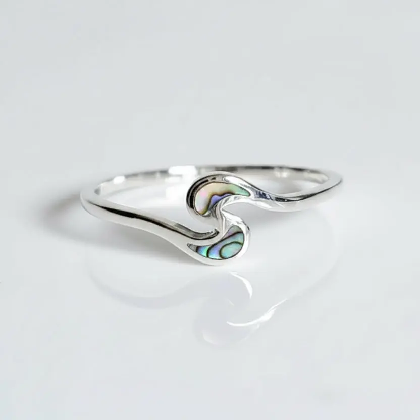 Sterling Silver Dainty Abalone Sterling Silver Ring, 925 Genuine Abalone Ring  Hypoallergenic Jewelry