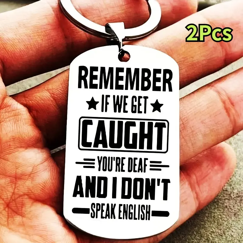 Humorous Metal Keyrings, 2-Piece Dual-Language Stainless Steel Friendship Set with Statement Slogan, Durable Gag Humor Gift for Best Friends, Keychain