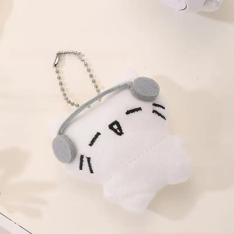 Soft Plush Crying Cat Toy with Headphones - White Little White Rabbit Pet, Safe Non-Toxic Fabric, Cute Headphones, No Batteries Needed - Interactive Companion for Kittens, Puppies, Cats, Perfect Gift for Small Pets, Comfortable Pet Accessories