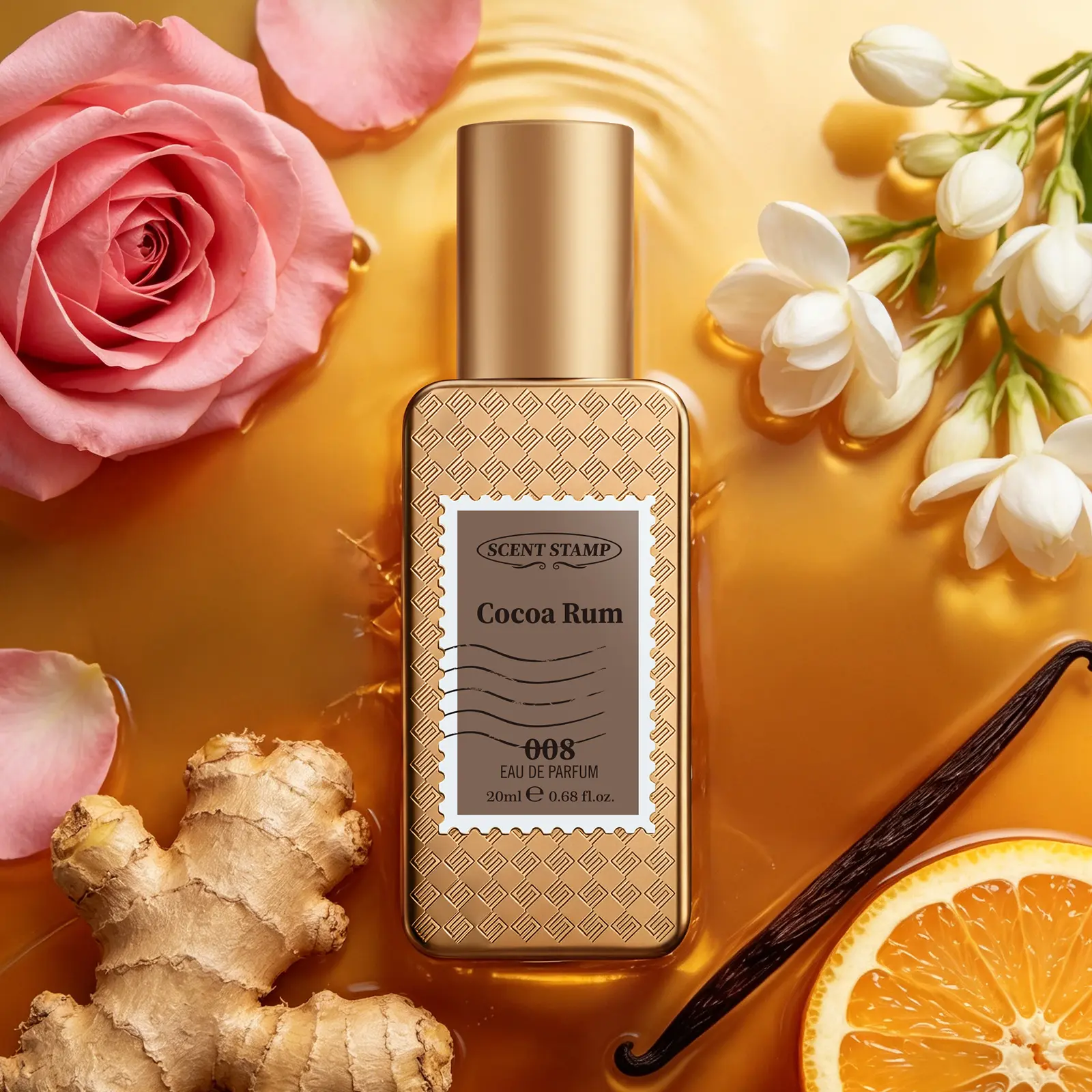 SCENT STAMP #008 Cocoa Rum EDP - Warm Vanilla Cocoa & Rum Floral Perfume, Romantic Designer Vibe, 0.68 fl.oz