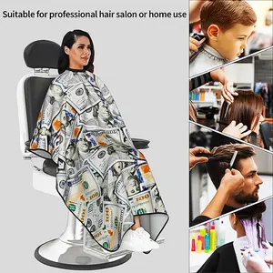 Polyester Retro Money Printed Haircut Hat | Salon Quality Apron, Adjustable Collar, Stylish Cutting Fabric for Hair Salon