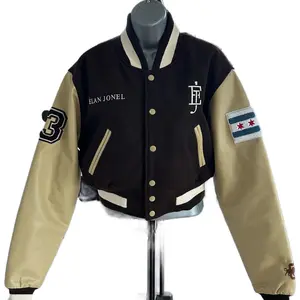 Custom Brown & Tan Varsity Jacket By Elan Jonel