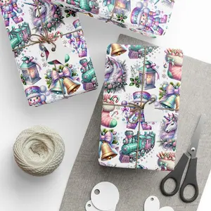 Pastel Christmas Wrapping Paper, Train Christmas Wrapping Paper Roll,Train Wrapping Paper, Pastel Nutcracker Wrapping Paper