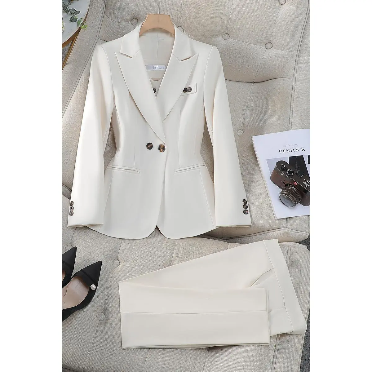 9617 white suit+pants polyester fiber 78