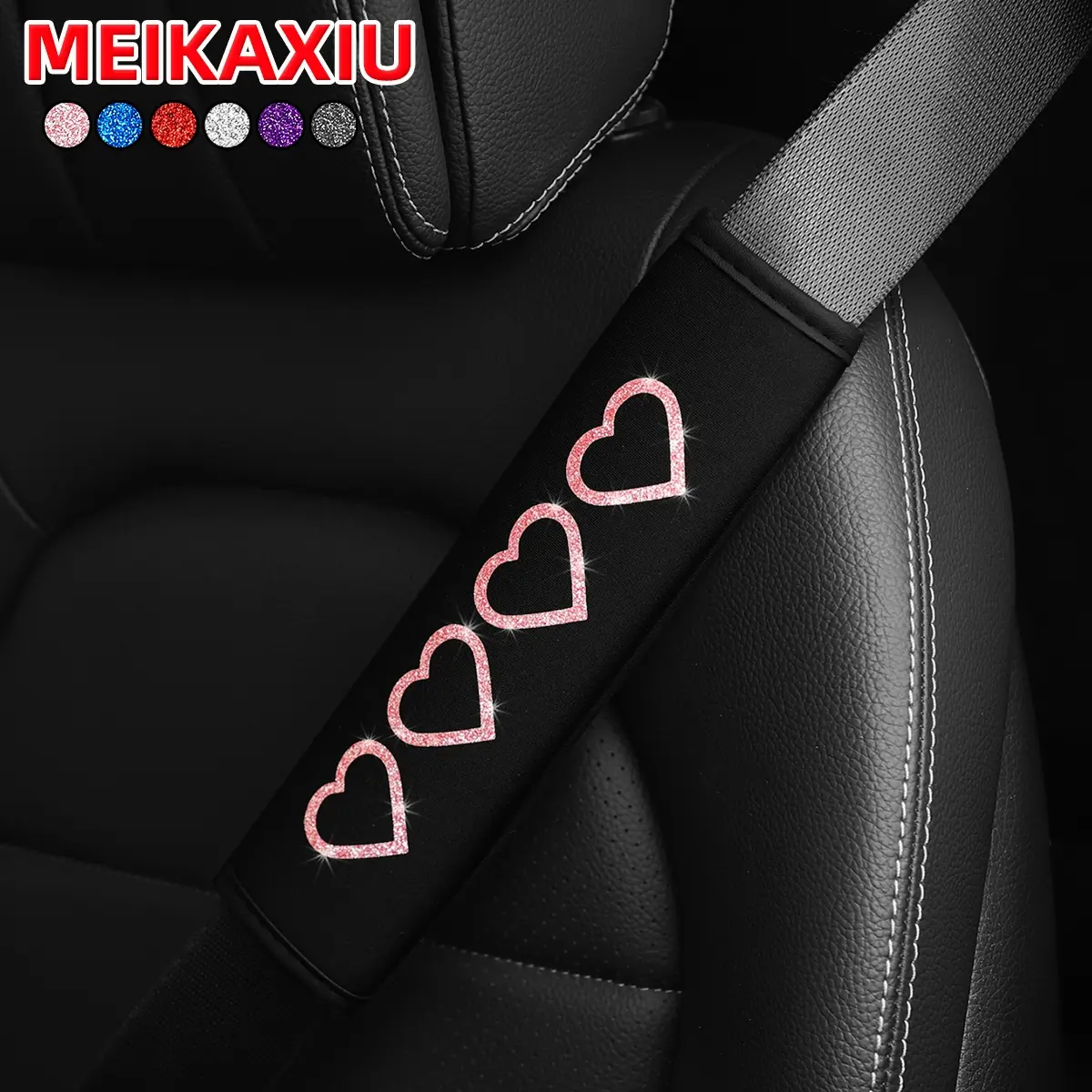 2 Pack Heart Glitter Shoulder Pad Car Seat Belt Covers, Women's Safety Harness Pads, Cute Design, Comfortable Fit, Easy Installation, Car Interior Decoration, Car Accessories Cute, Car Accessory