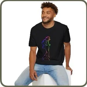 Micheal Jackson 100% Cotton T-Shirt with Rainbow Design for Men