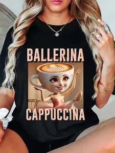 100% Cotton Unisex Ballerina Cappuccina AI Generate Character Italian Brainrot T-Shirt