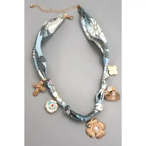 Scarf Charm Necklace-flower Cross Ceramic Floral