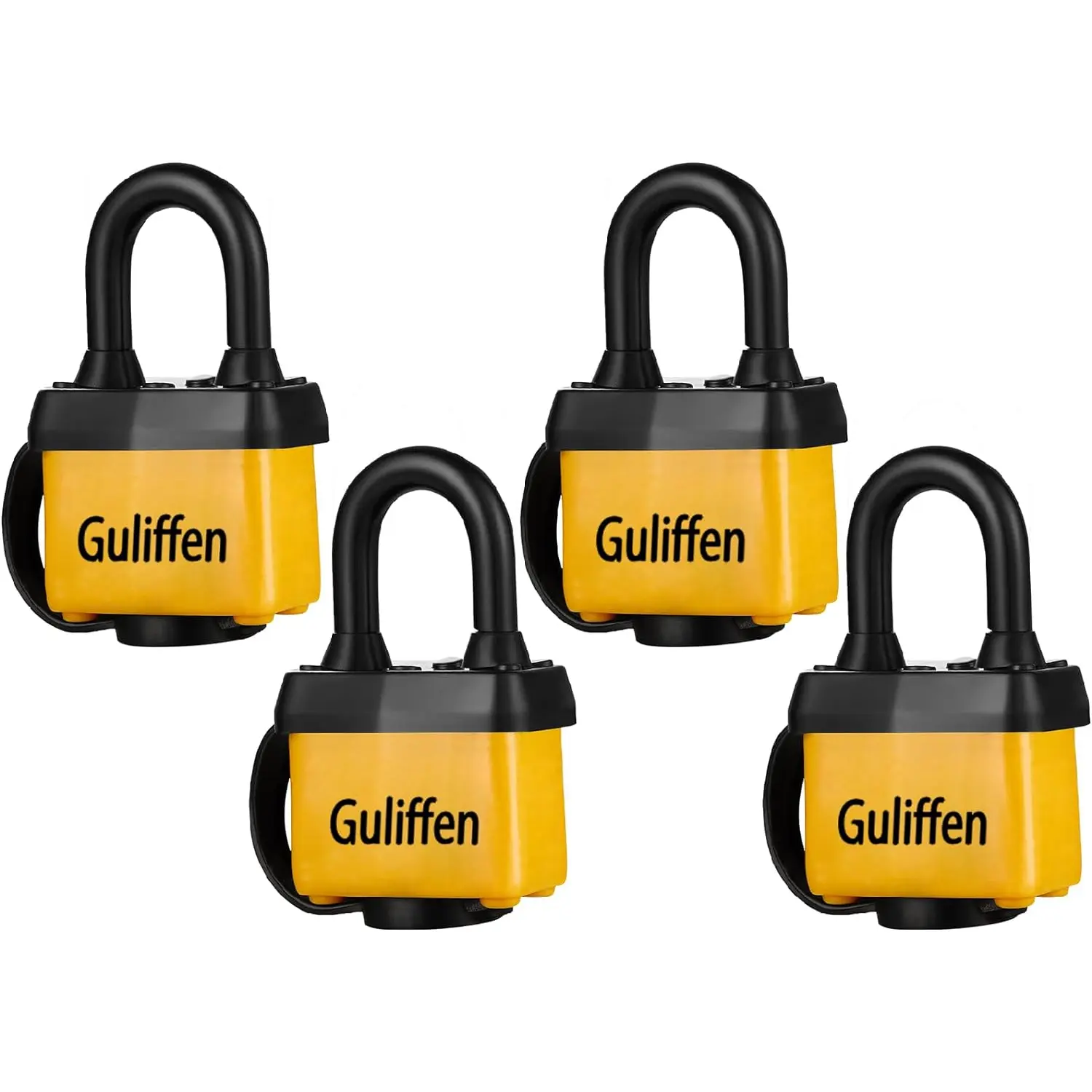 Weatherproof Laminated Padlock with Key,4 Pack Outdoor Pad Locks with Same Guliffen