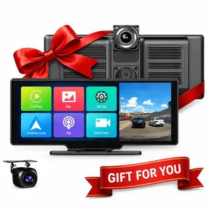 10.26" Wireless CarPlay & Android Auto Screen with 4K Dash Cam, 1080P Backup Camera, GPS Navigation, Mirror Link & Voice Control for Cars – Drive Safer | Universal Fit for Most Vehicles