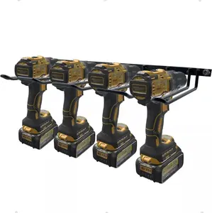 Drill Holder, Power Tool Organizer, Wall Mount 4 Cordless Metal Shelf