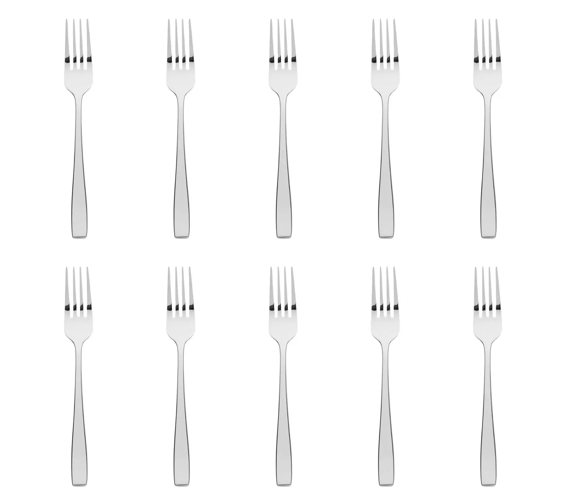 Godinger Set of 10 Chisel Mirrored 18/0 SS Salad Forks