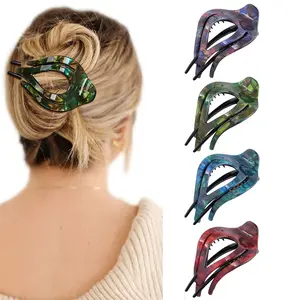 4Pcs French Concord Curved Hair Clips Fashion Elegant Hair Claws for Thin Thick Hair Strong Hold Clips for Women Girls