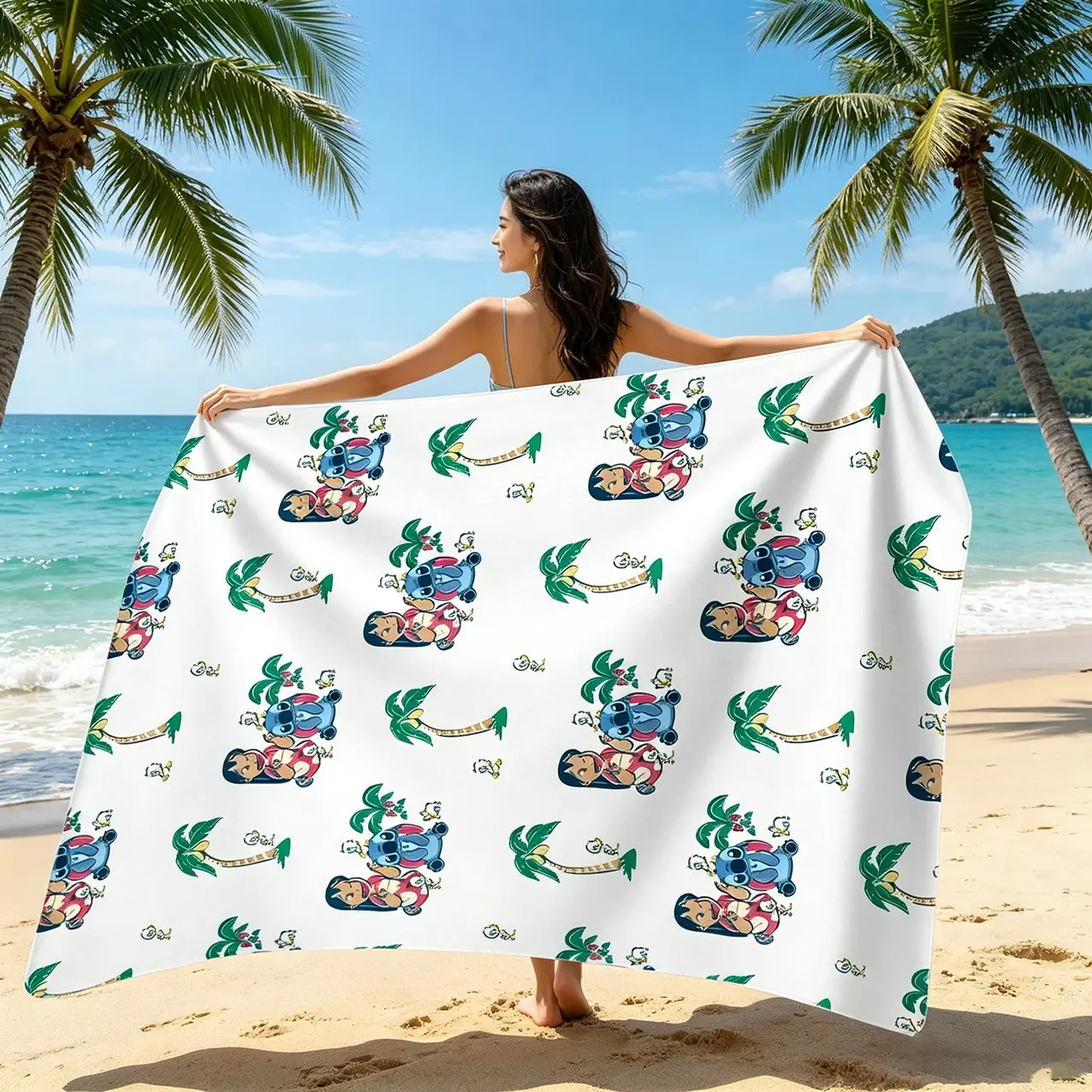 Vintage Stitch Beach Towel, Large Size Quick-Dry Towel, Perfect for Pool Parties, Beach Vacations, Summer Outdoor Activities, Sand & Sun Protection