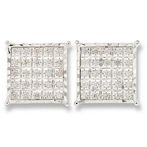 Colleen Lopez 3/8ctw White Diamond Pavé Square Stud Earrings