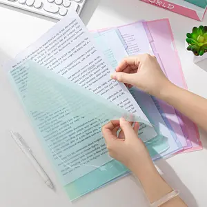 Multiple plastic folders, Morandi transparent project pocket plastic sleeve L-shaped file folder jacket, suitable for office and school paper protection, suitable for letter size