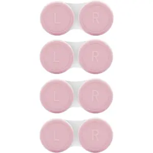4 Pack Contact Lens Case, Contact Solution Soaking Case Replacement Kit for Travel, Daily Use (Pink)