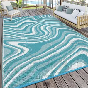 Modern Abstract Outdoor Rug Waterproof Foldable Plastic Straw Rug Double-sided for Guest Rooms Garden Decoration Foldable and Portable for Picnics RVs Balconies Decks Beaches Patios