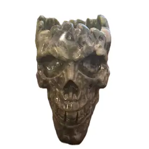 Green Jade Open Skull approximately 4"