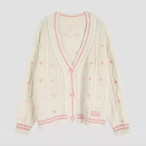 New 2025 Couple Knitted Cardigan - Long Sleeve Knitted Loose Coat - Heart-shaped Patterned Top - Knitted Clothing - Women's Clothing