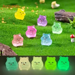 6 Random Color Mini Landscape Cute Glow-In-The-Dark Fat Hamster Figurines, DIY Decoration Accessories, Desktop Statue Ornaments, Cute Collectible Figurines, Figurine Set