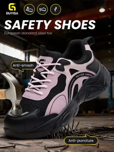 Women's Lightweight Safety Shoes, Casual Style, Breathable Mesh Fabric, Anti-Puncture Kevlar Sole, Low Top Work Protective Shoes, All Seasons, Worker
