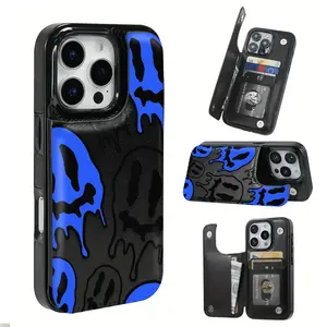 Mobile phone case: fun expression design, functional mobile phone case, built-in card slot, can store bank cards, transportation cards and other cards, suitable for iPhone 16 Pro Max, iPhone 17/Air/16/15/14/13/12 Pro/11/XS Plus Max and Samsung S22/S23/S2