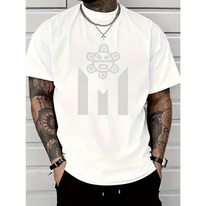 Men's 100%25 Cotton Puerto Rico-Inspired Graphic Tee - Lightweight, Breathable & Machine Washable for Casual Outings, Sports & Festivals, Black with White Geometric Design, Summer Essential, Casual Wear Tee| Round Neckline Top| Breathable Cotton