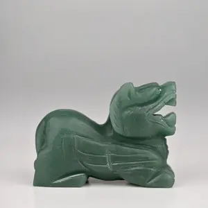 Hand-Carved Green Jade Pixiu Statue - Feng Shui Wealth and Protection Symbol