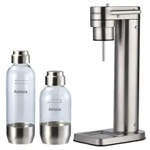 PET Stainless Steel Reusable Soda Maker Bottle, BPA-Free and Non-Toxic, Compatible with Airosia Soda Machine (1L(2 Pack))