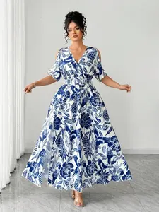 Plus Size Dress, Fashion Print, Vacation Style, Elegant Dress, Floral Pattern, Bird Pattern, Boho Chic, Perfect for Summer