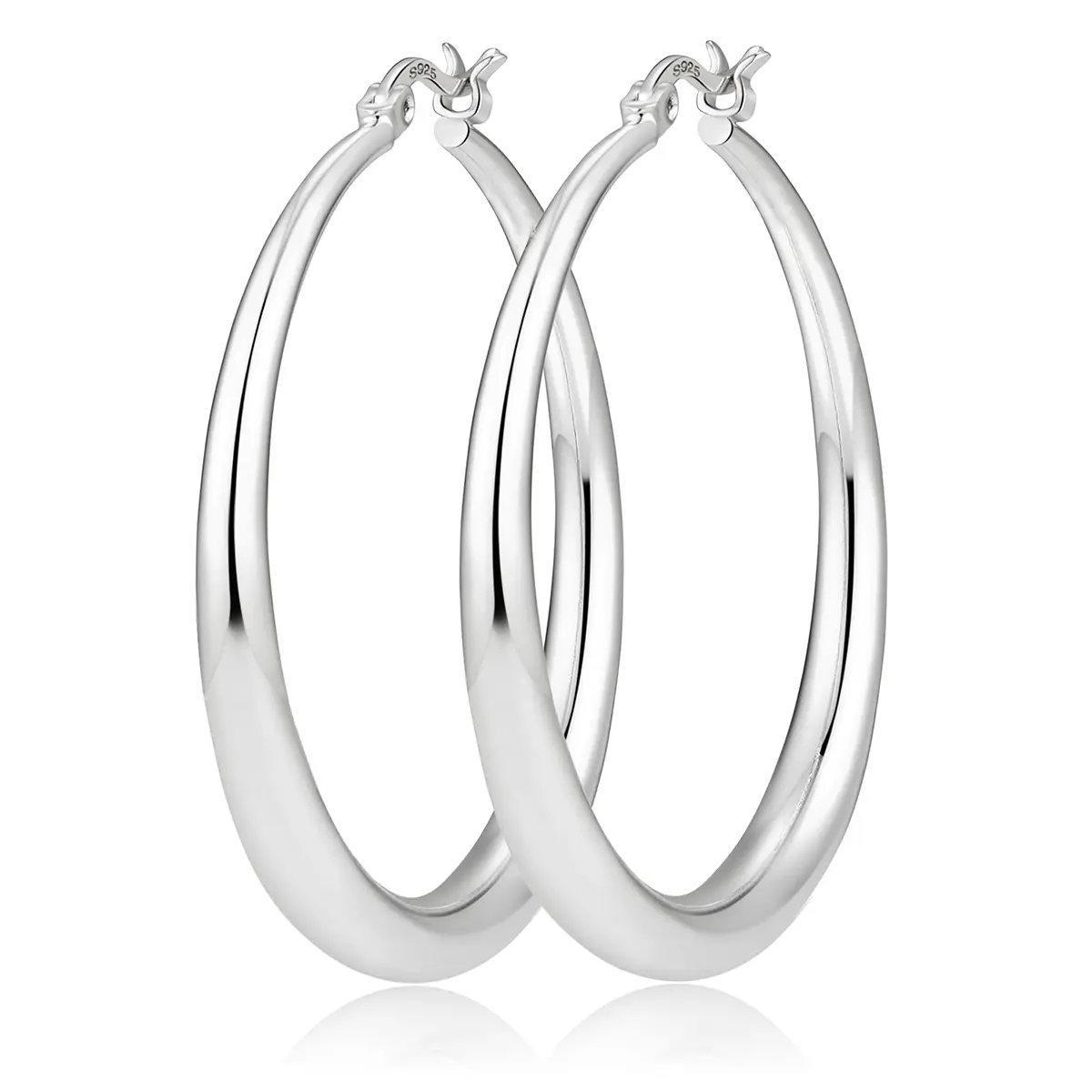 S925 Sterling Silver Post Hoop Earrings for Women Hypoallergenic Lightweight Large Small Hoop Earrings Daily Wear Gift for Girlfriend Wife Mom 30/40/50mm