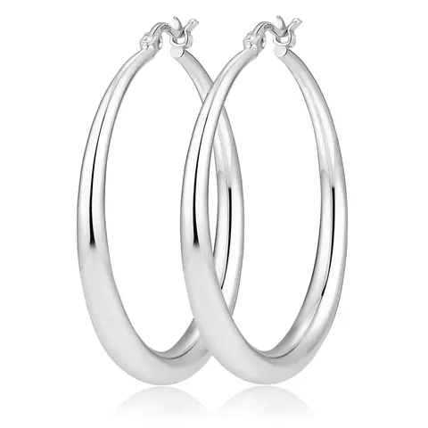 S925 Sterling Silver Post Hoop Earrings for Women Hypoallergenic Lightweight Large Small Hoop Earrings Daily Wear Gift for Girlfriend Wife Mom 30/40/50mm