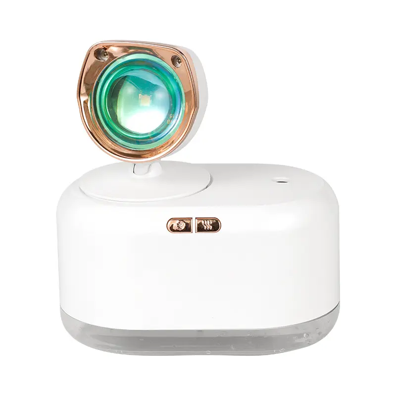 Sunset Projection Lamp & Mini Air Humidifier - 300ml Silent Mist Maker for Home & Office - 2000mAh Battery, Wireless Humidification, 2 Spray Modes, Auto Shut Off, USB Power, 36dB Noise